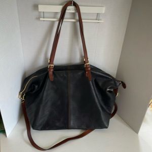 TORRO Black Italian Butter Soft Convertible Travel Tote Handbag